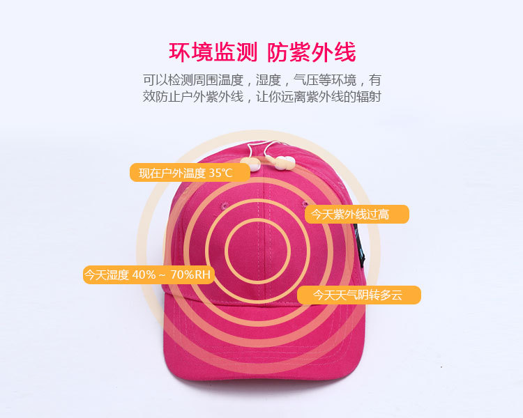 智能帽子方案的功能-環境監測，防紫外線