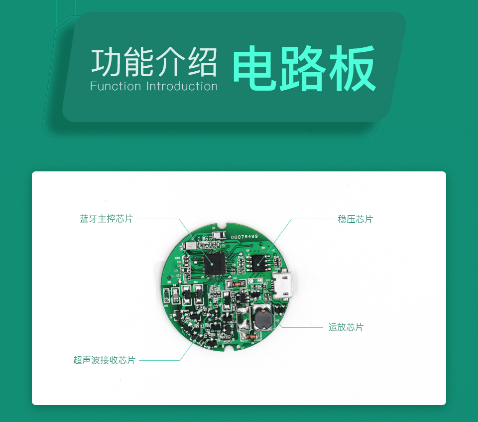 智能孕婦胎心儀方案-電路板功能介紹。
